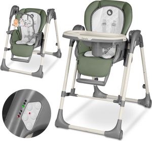 LIONELO Laurice - 2-in-1 Höhenverstellbarer Hochstuhl mit Wippfunktion für Kinder von 6-36 Monaten - Grünolive