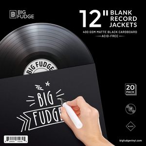 BIG FUDGE Pro Blank Schallplatten Hüllen - 12" x Schwarz - 20 Vinyl LP Schutzhüllen 400 g/m² - Kompatibel mit Aussenhüllen und Innenhüllen