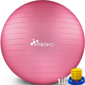 TRESKO Gymnastikball (Rosa, 65cm) mit Pumpe Fitnessball Yogaball Sitzball Sportball Pilates Ball Sportball