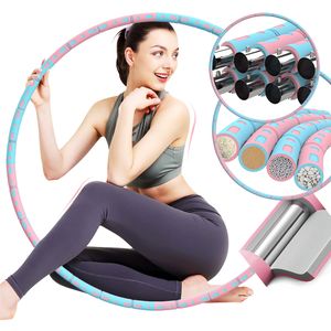 Hula Hoop Reifen Bauchtrainer Edelstahlkern Fitness 1-3 kg Schaumstoff 8-teilig Rosa-Grau