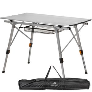 CampFeuer Campingtisch faltbar 90,5 x 51,5 cm, silber, Klapptisch mit Tragetasche, Höhenverstellbar