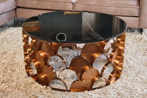 KAWOLA Couchtisch Tisch Glastisch Gestell rosé gold MEDINA