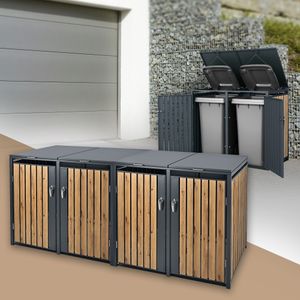 ML-Design Mülltonnenbox für 4 Tonnen 240L, 264x80x116,3 cm, Anthrazit, aus Stahl