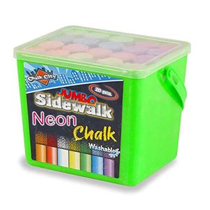 Chalk City Neon-Gehweg-Kreide für Kinder – 7 Farben in 20 Stück - Waschbare, ungiftige Jumbo-Kreide – Kinder und Kleinkinder Outdoor-Kreide