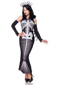 Atixo, Skelett Meerjungfrau, schwarz/grau/weiß, L