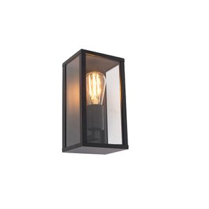 QAZQA - Industrie I Vintage I Industrie I Vintage I Außen Wandleuchte schwarz 26 cm IP44 - Charlois I Außenbeleuchtung - Aluminium Rechteckig - LED geeignet E27