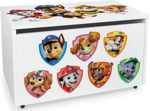 Spielzeugkiste mit Rollen mit Paw Patrol Charaktere Chase Truhe 71x40x46cm Aufbewahrungsbox für Kinder für Kinderzimmer Spielzeugtruhe auf Rädern
