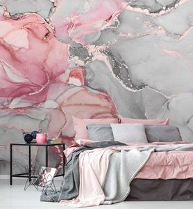 Fototapete Marmor grau pink, Material:Premium Vlies 150g/qm, Größe Tapete:325 x 300cm