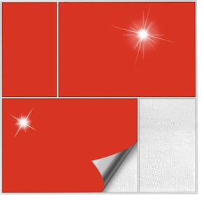 Kiwistar Fliesenaufkleber Hellrot Glänzend - 15 x 20 cm - 100 Stück - Klebefliesen Fliesenmuster Stickerfliesen Wandfliesen überkleben