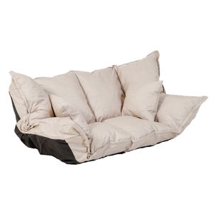 Niedriges Sofa Sessel ohne Füße Hikui Bodensofa Schlaffunktion Creme/grau Hikui