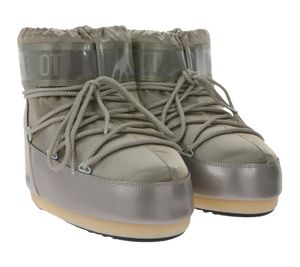 Moon Boot Icon Low Glance Damen Winter-Stiefel glänzende Winter-Boots mit langen Schnürsenkel 14093500 003 Gold, Größe:36-38