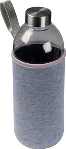 Trinkflasche aus Glas mit Neoprensleeve / 1000ml / Neoprenfarbe: grau