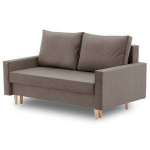 Sofa BELLIS 152 x 90 mit Schlaffunktion - Schlafsofa mit Bettkasten - Farben zur Auswahl - STOFF MONOLITH 20 Braun