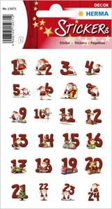 HERMA Weihnachts Sticker DECOR "Lebkuchenzahlen" 3 Blatt à 24 Sticker