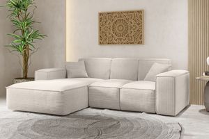 Ecksofa, Eckcouch L form, Wohnzimmer Couch SIENA stoff Poso Beige Ottomane Links