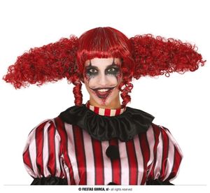 Clown Halloween Perücke Rot Horror Zirkus Clownskostüm Karrikatur Haarkunst Rote Locken Für Gruselige Clowngestalten Schauriger Zirkusclown Rote Haarpracht, Farbe: Rot