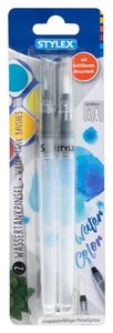 STYLEX Aquarellpinsel mit Wassertank - Größe S+L - 2 Stück