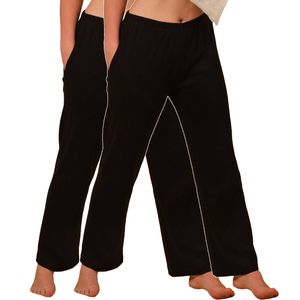 HERMKO 984 2er Pack Homewear Hose aus Baumwolle für Damen und Herren, Farbe:schwarz, Größe:40/42 (M)