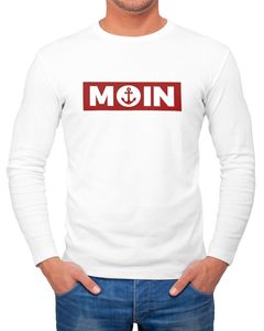 Herren Longsleeve Moin norddeutsch Morgen Anker Langarm-Shirt Fashion Streetstyle Neverless® weiß XL