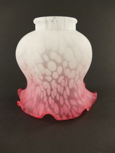 Jugendstil Lampenschirm, Lampenglas Rosa Weiß mit Pulver Einschmelzungen 11 cm
