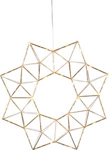 EGLO LED Fenster Lichterkranz Edge, Fensterlicht Weihnachten aus Metall in Messing, Weihnachtskranz Stern mit Kabel, Fensterdeko, warmweiß, Ø 40 cm