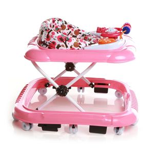 Baby Walker Lauflernhilfe Lauflernwagen Kindersitz mit Spielzeug Höhenverstellbar Gehwagen Gehfrei Pink