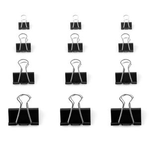 WESTCOTT Foldback-Klammern, 72 Stück, schwarz, Set mit 6 Boxen in  unterschiedlichen Größen (jeweils 24 Clips: in 19 mm, in 25 und 32 mm),  E-10719 00