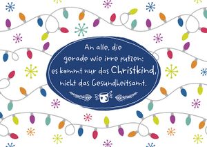 DeCoArt... 3 Weihnachtspostkarten An alle, die gerade wie irre putzen: Es kommt nur das Christkind und nicht das Gesundheitsamt