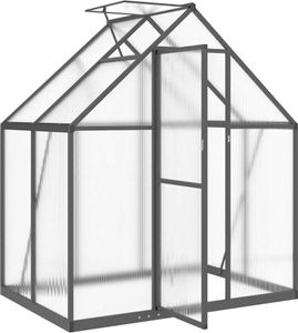 vidaXL Gewächshaus mit Fundamentrahmen Anthrazit 169x114x195 cm Alu