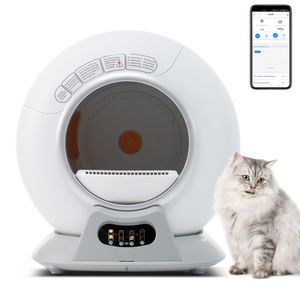 65L Adaptive selbstreinigende Katzentoilette für mehrere Katzen, automatische Schöpfung, geeignet für viele Arten von Streu, Infrarotsensor, eliminiert Geruch, APP-gesteuert, sichere Kindersicherung,