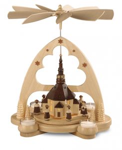 Müller-Kleinkunst aus dem Erzgebirge® seit 1899 Bogenpyramide Seiffener Kirche, natur
