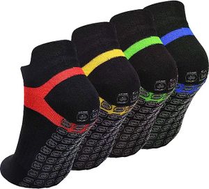 4 Paare Yoga Socken Anti Rutsch,Pilates Socken rutschfest für Damen Herren,Größe EU 35-40,Schwarz