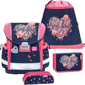 Belmil Classy ergonomisches Schulranzen-Set 4-teilig "Beautiful Flowers" mit Brustgurt