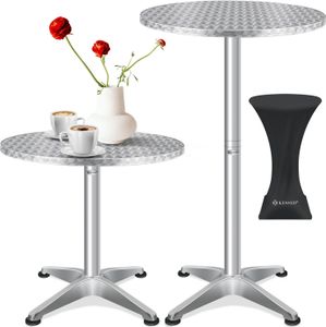 KESSER® 2in1 Stehtisch Bistrotisch Aluminium Edelstahlplatte | höhenverstellbar | 70cm / 115cm | Partytisch Tisch | In- & Outdoor | Hochzeit | Empfangstisch | 4 Standfüße und Regencover
