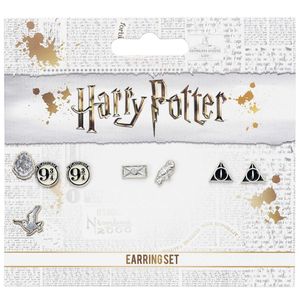 Carat Shop, The Harry Potter Ohrringe 3er-Pack Platform 9 3/4, Hedwig & Letter, Deathly Hallows (Versilbert)