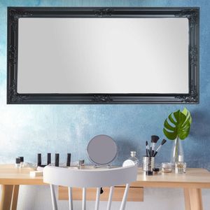 Eleganter Barock Spiegel BESSA 100x50cm schwarz matt Holzrahmen