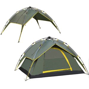 Campingzelt Outdoor Wandern Klappzelt Familienzelt | Automatisches Zelt Doppeltür Doppelschicht 3-4 Personen