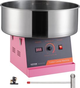 VEVOR Elektrische Zuckerwattemaschine, 1 kW Zuckerwattegeräte, Kommerzielle Zuckerwattemaschine mit Edelstahlschüssel & Zuckerlöffel, Perfekt für Kindergeburtstage zu Hause, Familienfeiern (Rosa)