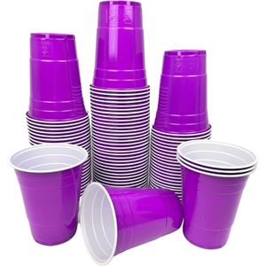 Purple Cups 100x Pack - Lila Party-Becher - Beer-Pong American Party-Cups Original 500 ml - Festival & Party | 16oz Große Plastik-Becher | Bier-Pong - Trinkbecher