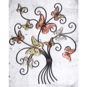 ♥ Wanddekoration / Wandbild Baum mit fliegenden Schmetterlingen, Schmetterling/buttefly deco, mehrfarbig, ca. 58 x 2 x 70 cm, zum Hängen
