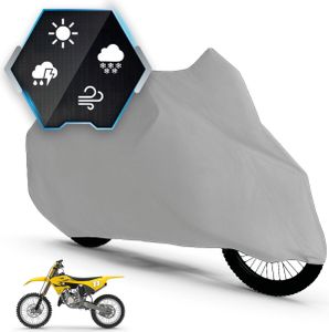 Motorrad Abdeckplane All Weather L, 100% wasserdichte Outdoor Motorrad Plane, Motorrad Plane Ganz-Jahres-Schutz, Abdeckplane Motorrad, Motorrad Zubehör Plane silber 250x100x130 cm
