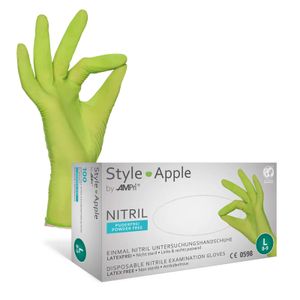Einmalhandschuhe, Nitril Handschuhe, apfelgrün, puderfrei, 100 Stück, Größe S, Style by Med-Comfort