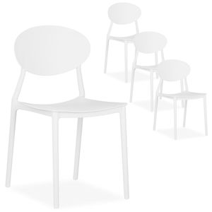 Homestyle4u 2452, Gartenstuhl weiß 2er Set stapelbar wetterfest Gartenmöbel Stühle aus Kunststoff modern