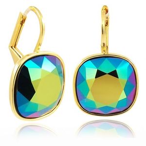 Ohrringe mit Kristalle von Swarovski® Gold Viele Farben NOBEL SCHMUCK (Color: Scarabaeus Green)