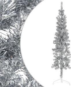 The Living Store Umelý polovičný vianočný stromček Slim Silver 120 cm
