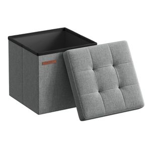SONGMICS 30 cm Sitzbank mit Stauraum, klappbare Sitztruhe, Aufbewahrungsbox, Fußbank, hellgrau