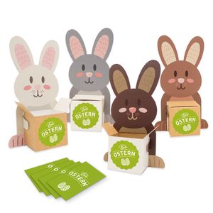 itenga Osternester Hasenbande Aufsteller Würfel Geschenkkarten Sticker grün