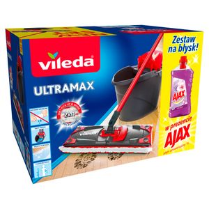 Mop Vileda Ultramax z wiadrem i płynem uniwersalnym Ajax 1 litr