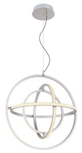 Globo Lighting Hängeleuchte Metall Nickel matt, Metall Nickel matt, Kunststoff opal, dimmbar, Farben fixierbar, Memoryfunktion, Nachtlicht, Timer, Fernbedienung, Batterie inkludiert 2x AAA, Ringe drehbar, ø: 580mm, H: 1500mm, inkl. LED 50W 230V, 3980lm Source, 2770lm Output, CCT 3000-6000K