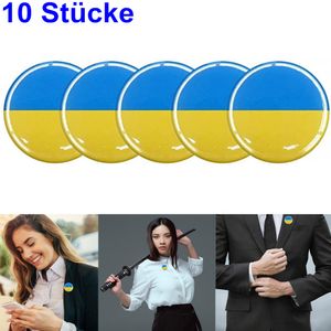 Miixia 10 Stücke Ukraine Aufkleber Ukraine Flagge Anstecker Solidaritäts Ansteckbuttons Blau Gelb, Ukraine Flagge Brosche aus Metall für Männer Frauen